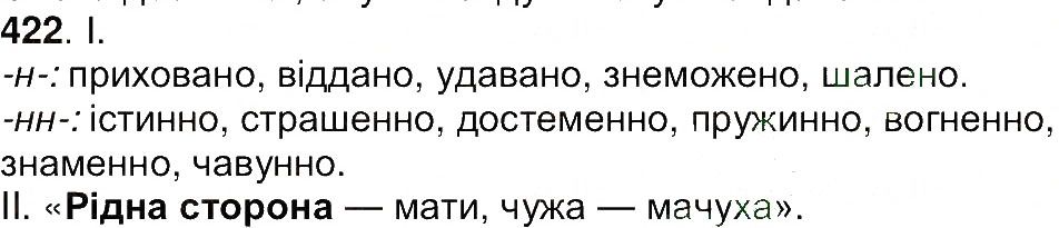 Вправа 422 українська мова 7 клас Ющук 2015