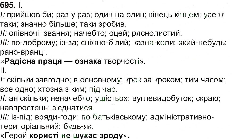 Вправа 695 українська мова 7 клас Ющук 2015