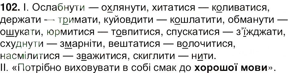 Вправа 102 українська мова 7 клас Ющук 2015