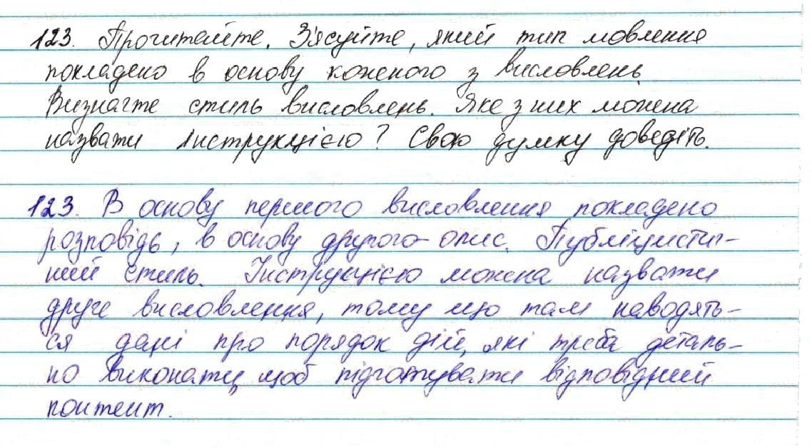 Вправа 123 українська мова 7 клас Глазова 2015