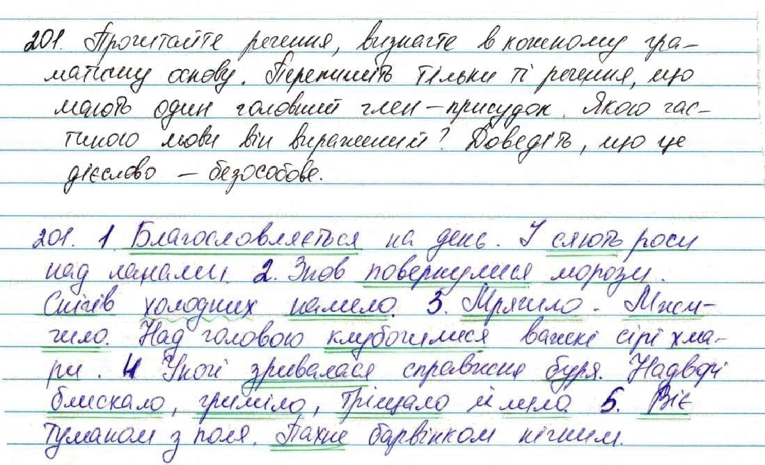 Вправа 201 українська мова 7 клас Глазова 2015