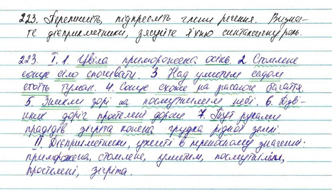 Вправа 223 українська мова 7 клас Глазова 2015