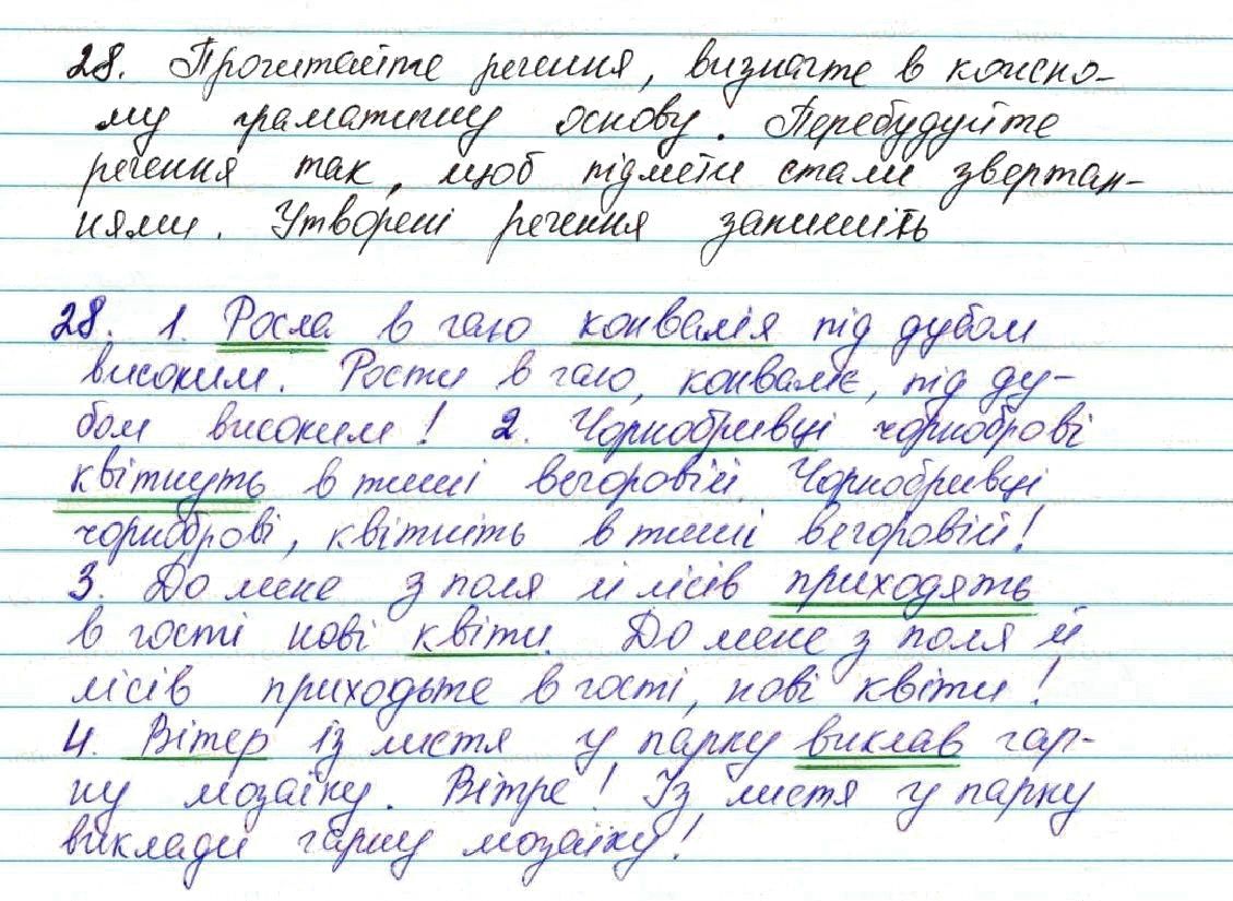 Вправа 28 українська мова 7 клас Глазова 2015