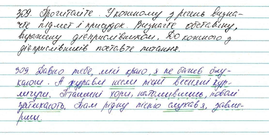 Вправа 309 українська мова 7 клас Глазова 2015