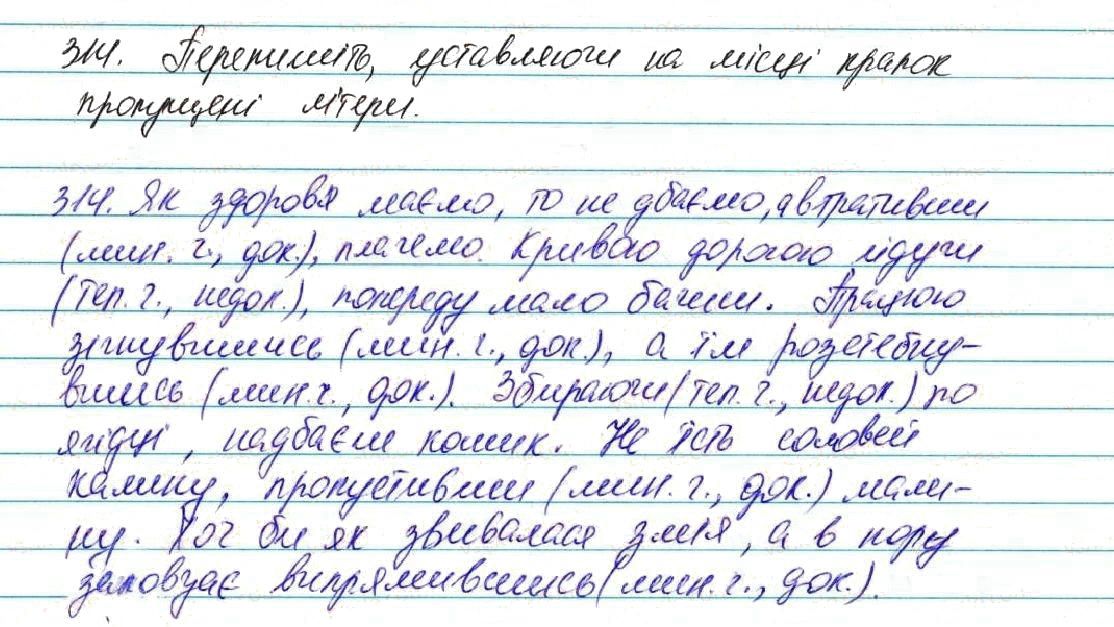 Вправа 314 українська мова 7 клас Глазова 2015