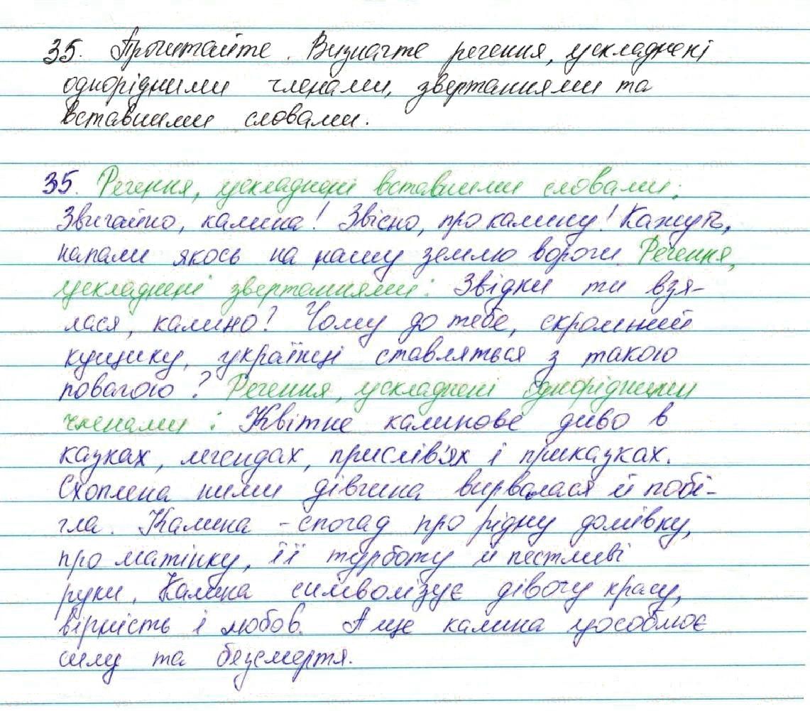 Вправа 35 українська мова 7 клас Глазова 2015
