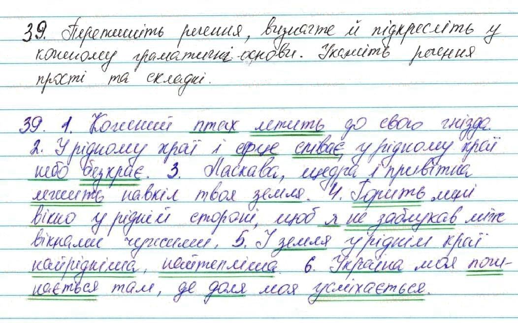 Вправа 39 українська мова 7 клас Глазова 2015