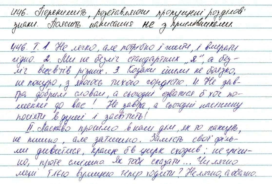 Вправа 446 українська мова 7 клас Глазова 2015