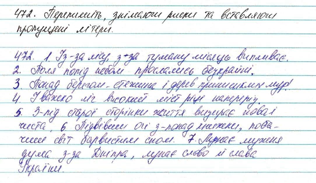Вправа 472 українська мова 7 клас Глазова 2015
