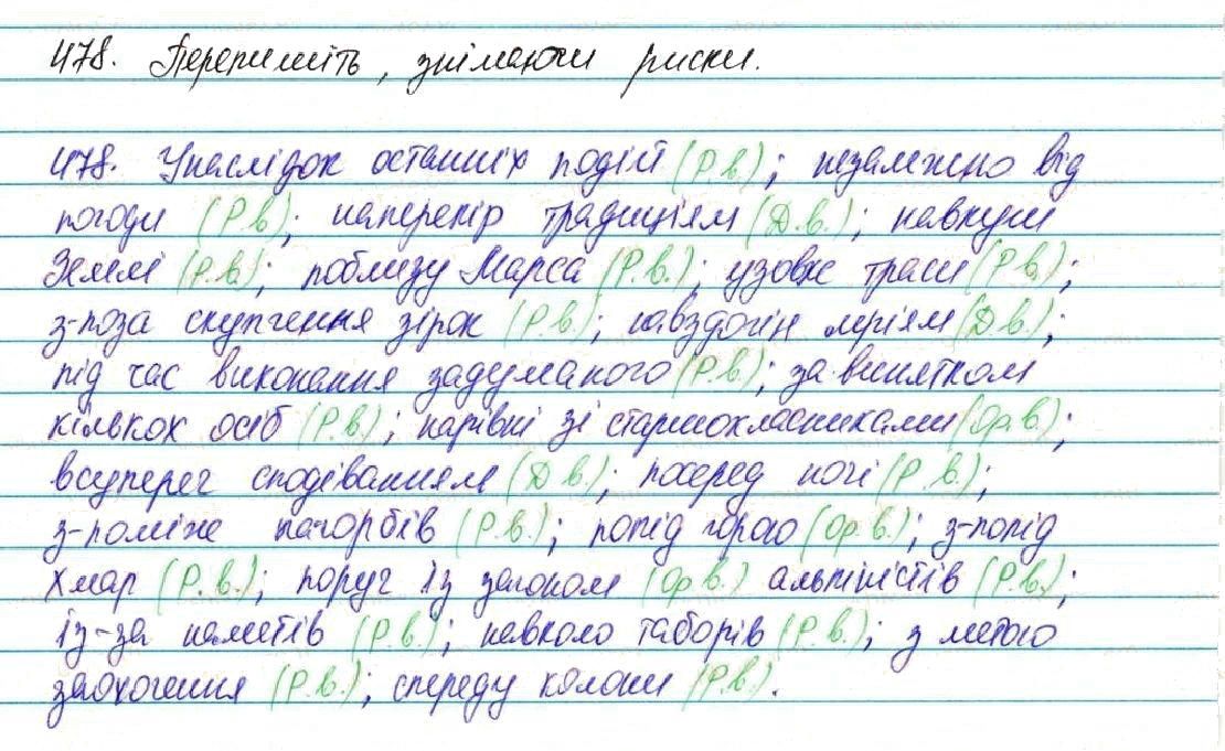 Вправа 478 українська мова 7 клас Глазова 2015