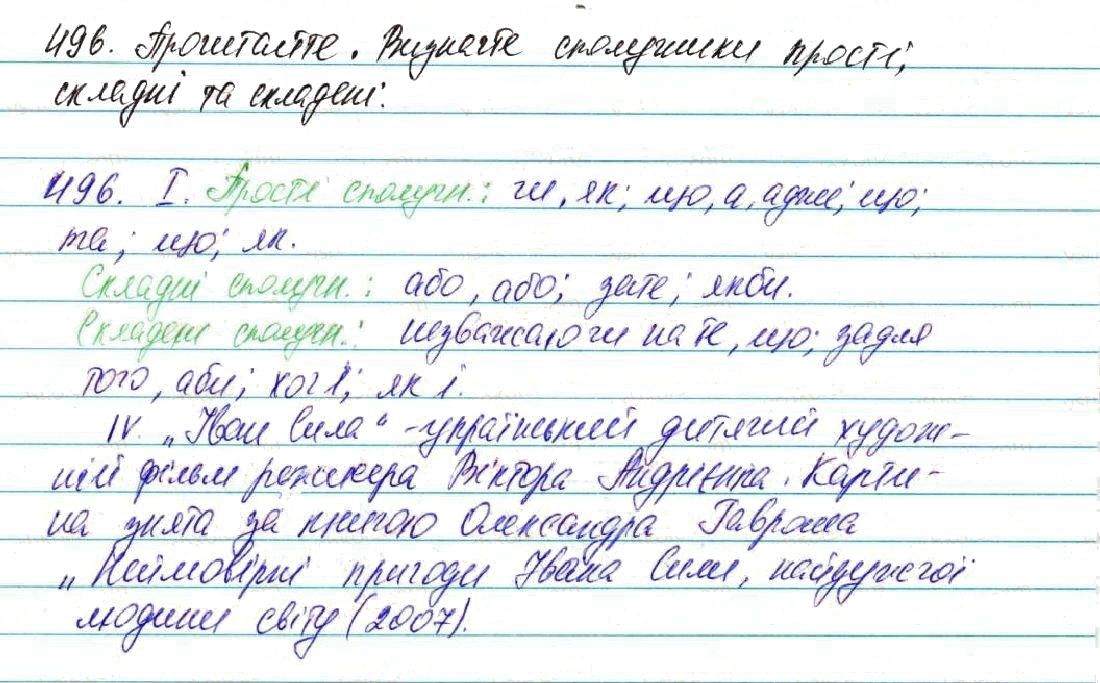 Вправа 496 українська мова 7 клас Глазова 2015