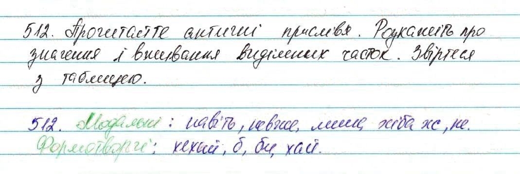 Вправа 512 українська мова 7 клас Глазова 2015