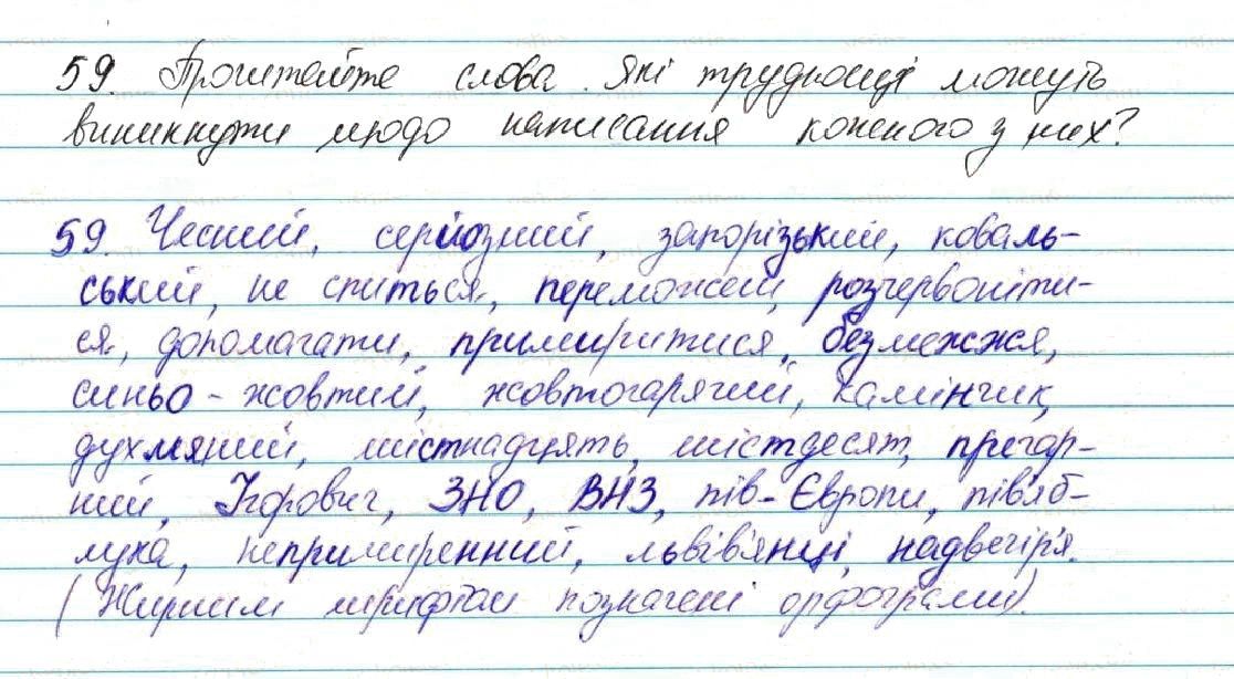 Вправа 59 українська мова 7 клас Глазова 2015