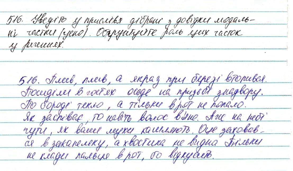 Вправа 516 українська мова 7 клас Глазова 2015