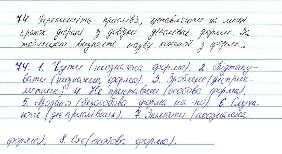 Вправа 74 українська мова 7 клас Глазова 2015
