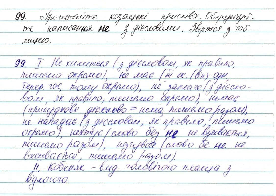 Вправа 99 українська мова 7 клас Глазова 2015