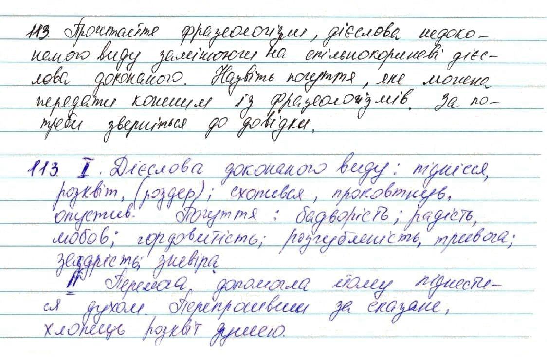 Вправа 113 українська мова 7 клас Глазова 2015