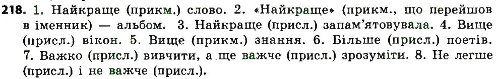 Вправа 218 українська мова 7 клас Єрмоленко 2015
