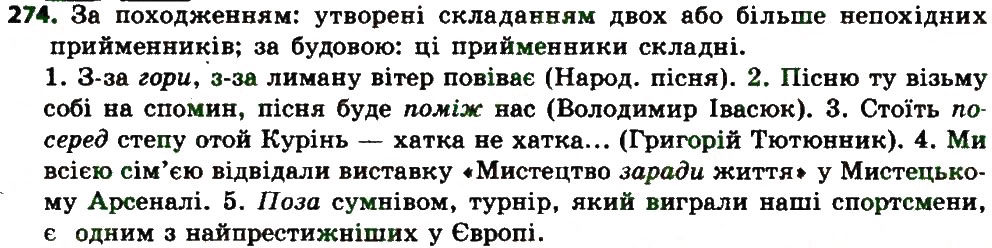 Вправа 274 українська мова 7 клас Єрмоленко 2015