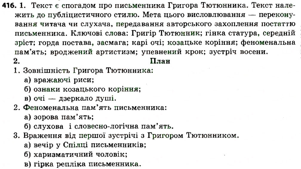 Вправа 416 українська мова 7 клас Єрмоленко 2015