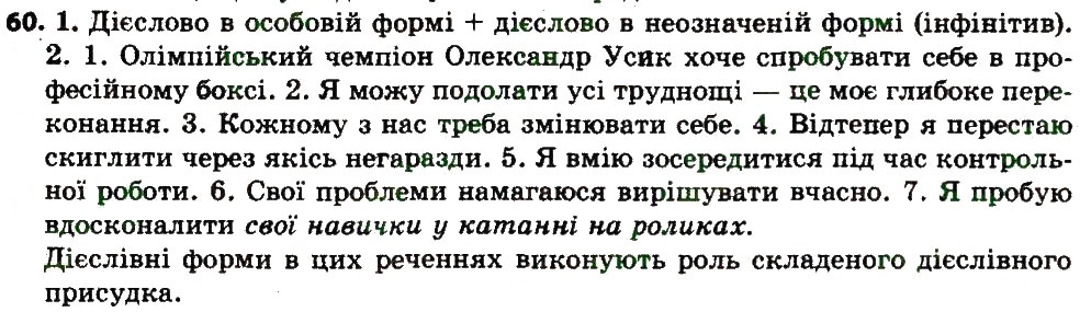 Вправа 60 українська мова 7 клас Єрмоленко 2015
