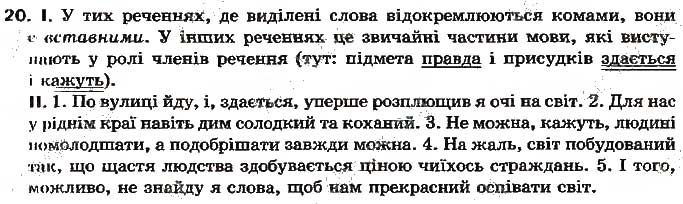 Вправа 20 українська мова 7 клас Ворон 2015