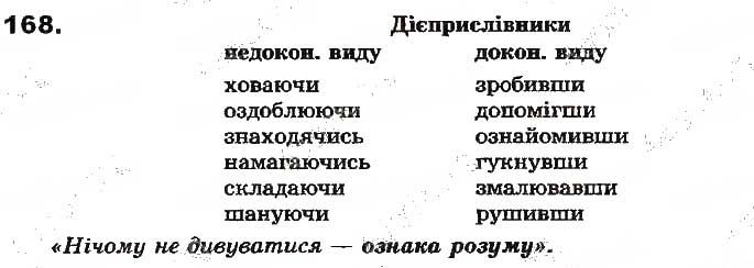 Вправа 168 українська мова 7 клас Ворон 2015