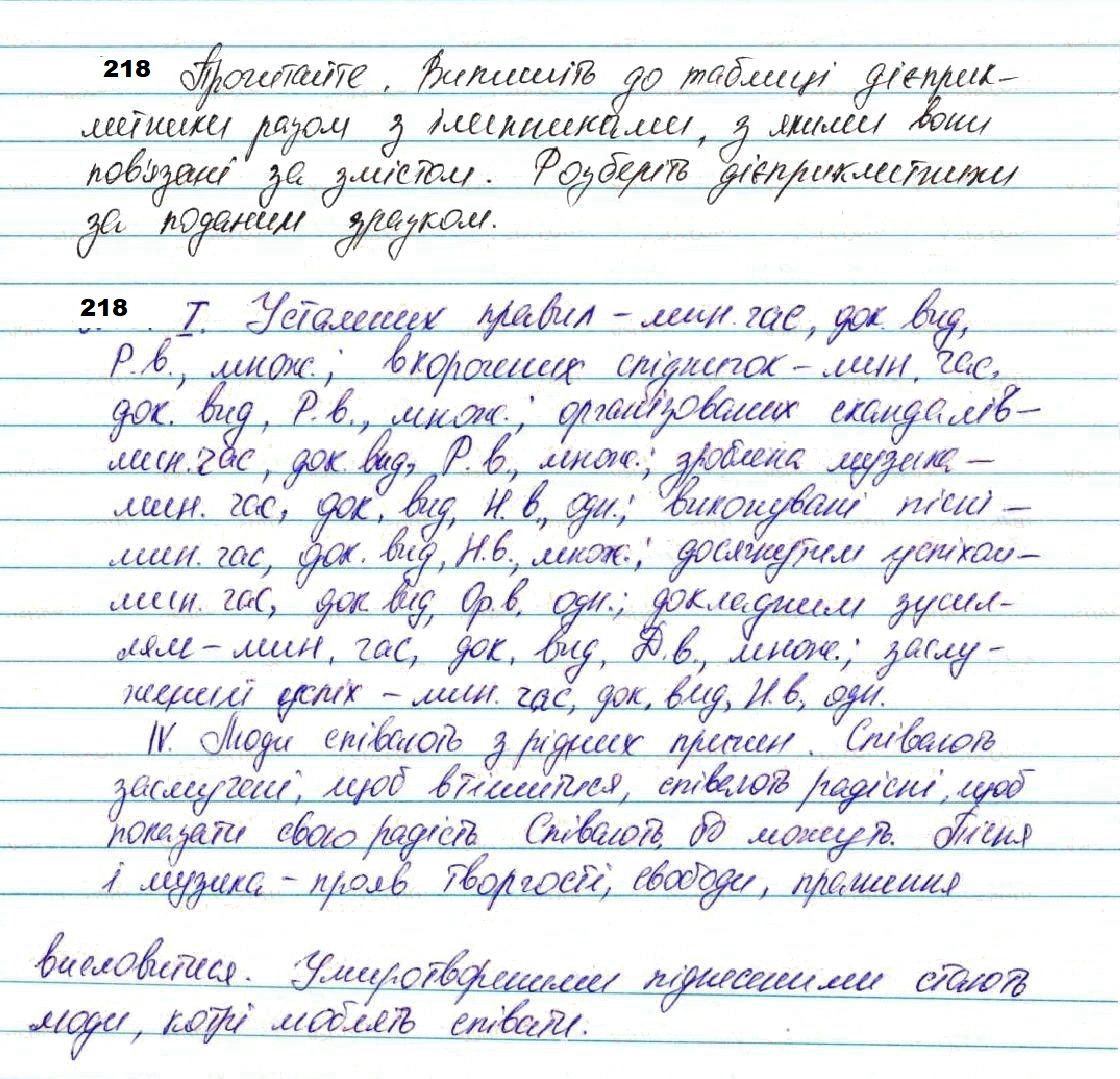Вправа 218 українська мова 7 клас Глазова 2020