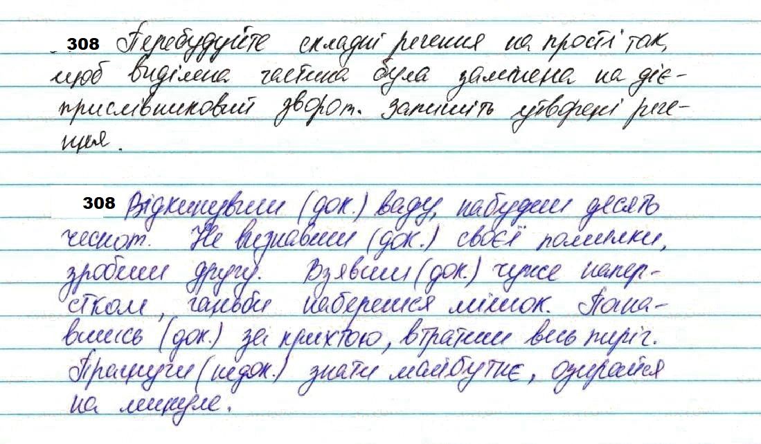 Вправа 308 українська мова 7 клас Глазова 2020