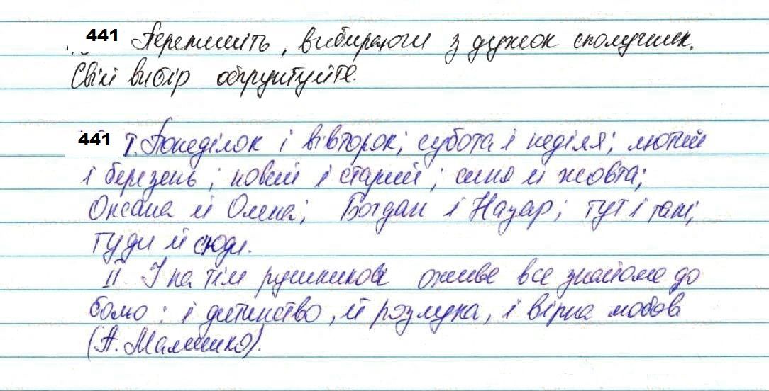 Вправа 441 українська мова 7 клас Глазова 2020
