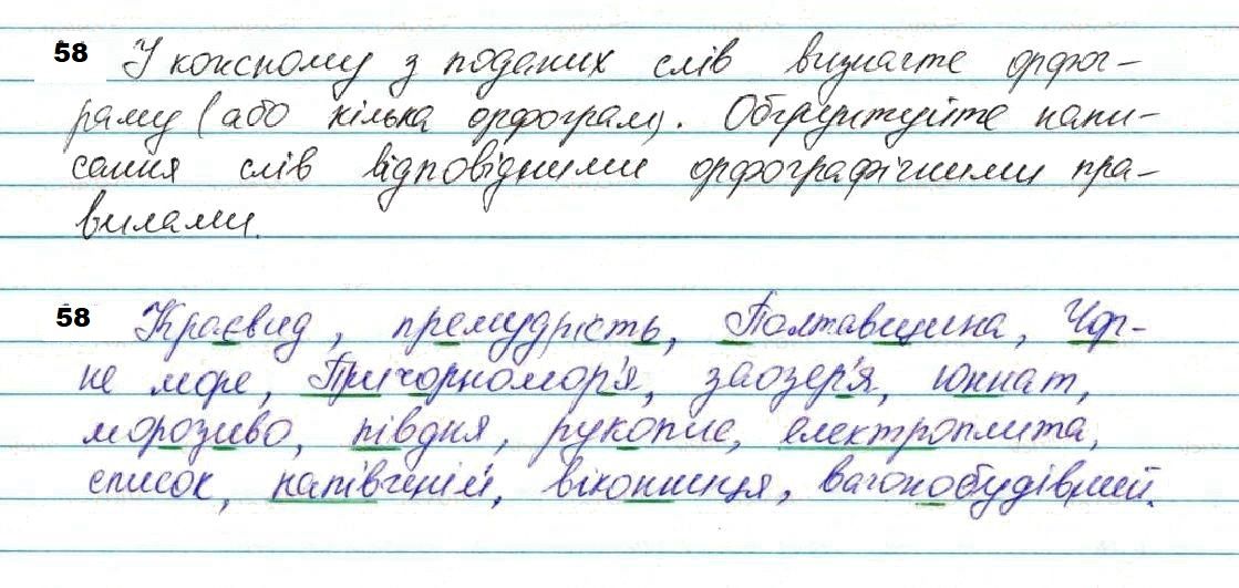 Вправа 58 українська мова 7 клас Глазова 2020