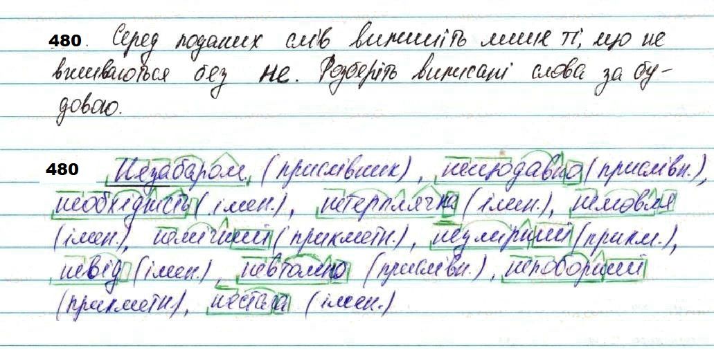 Вправа 480 українська мова 7 клас Глазова 2020