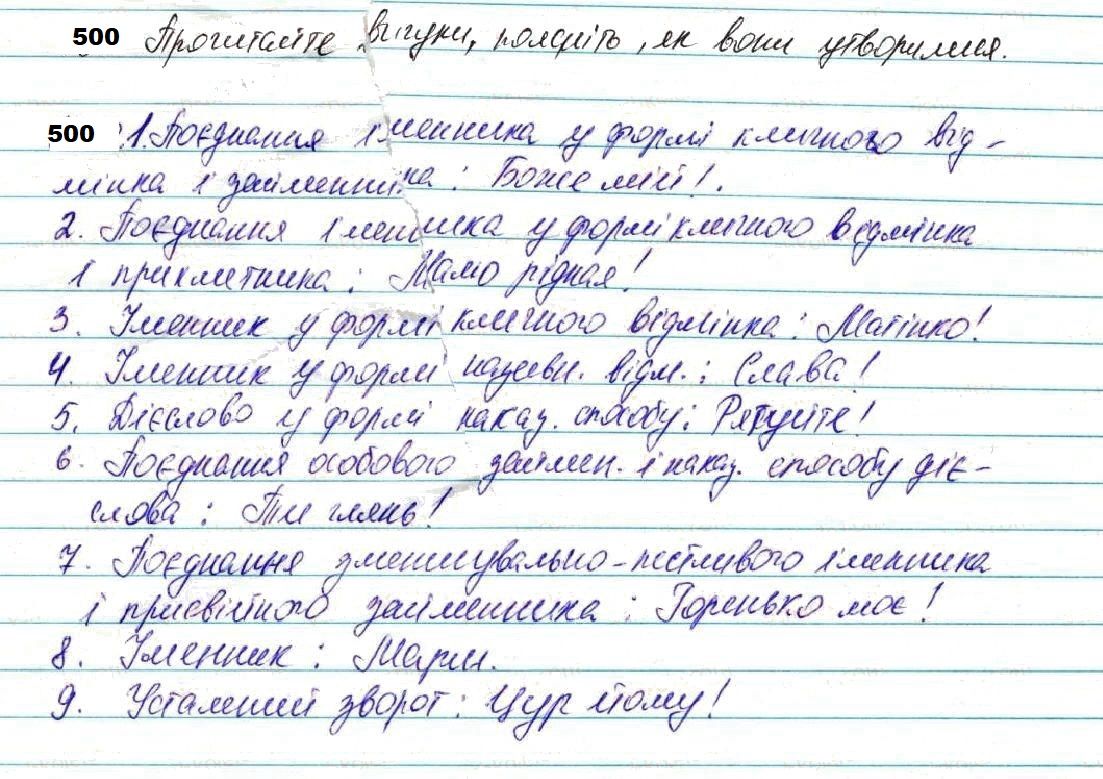 Вправа 500 українська мова 7 клас Глазова 2020
