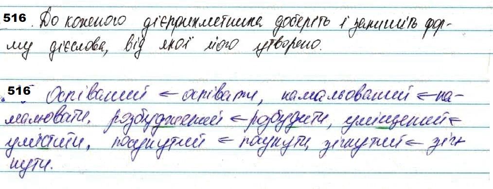 Вправа 516 українська мова 7 клас Глазова 2020