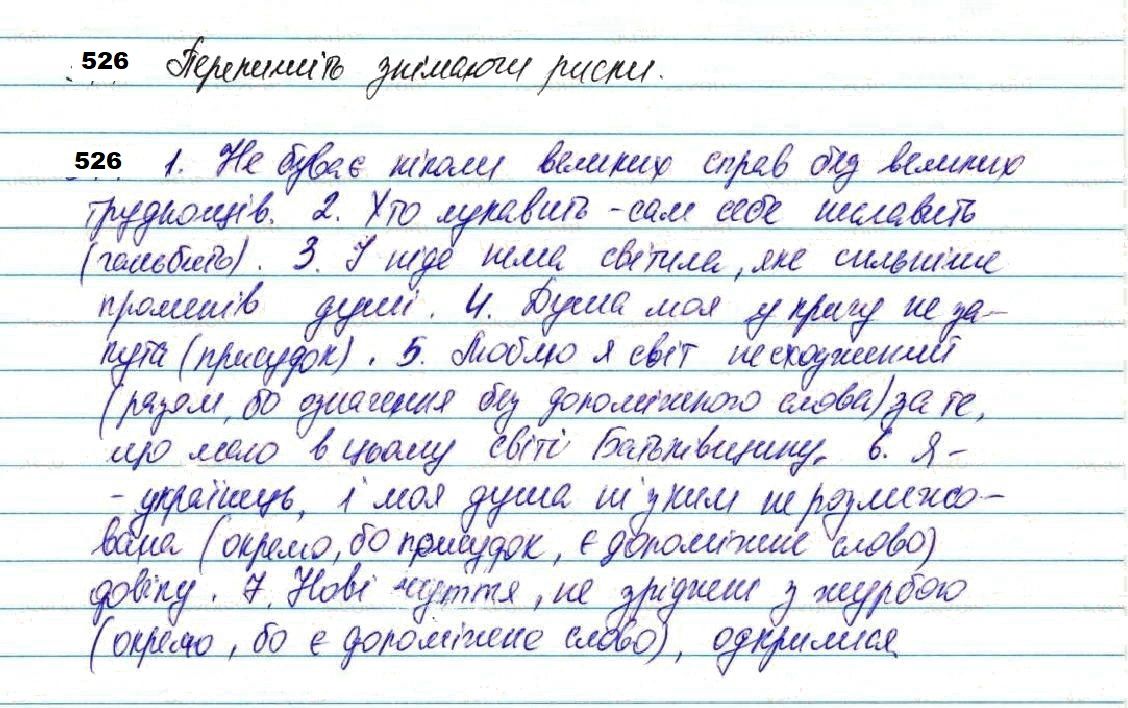 Вправа 526 українська мова 7 клас Глазова 2020