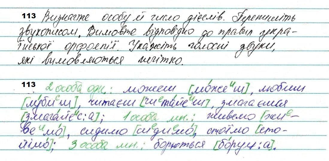 Вправа 113 українська мова 7 клас Глазова 2020