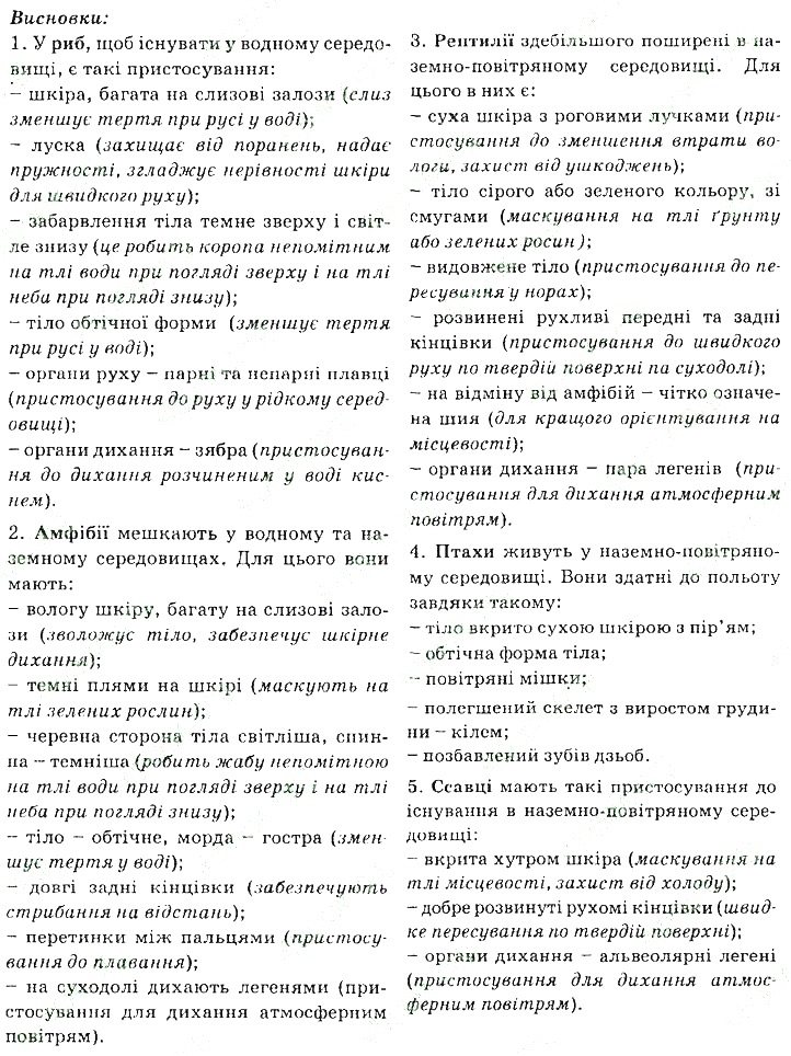 Практична робота 3 Висновки біологія 7 клас Остапченко 2015
