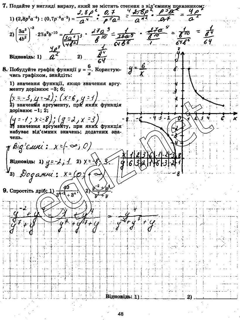 Варіант 3 (6-9) Контрольна робота 3 робочий зошит алгебра 8 клас Істер 2016  - Екстра ГДЗ
