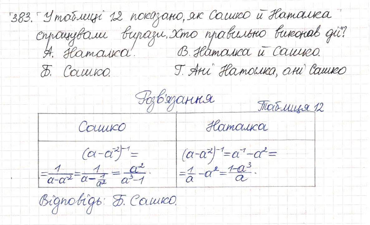 Вправа 383 алгебра 8 клас Будна Тарасенкова Коломієць 2016