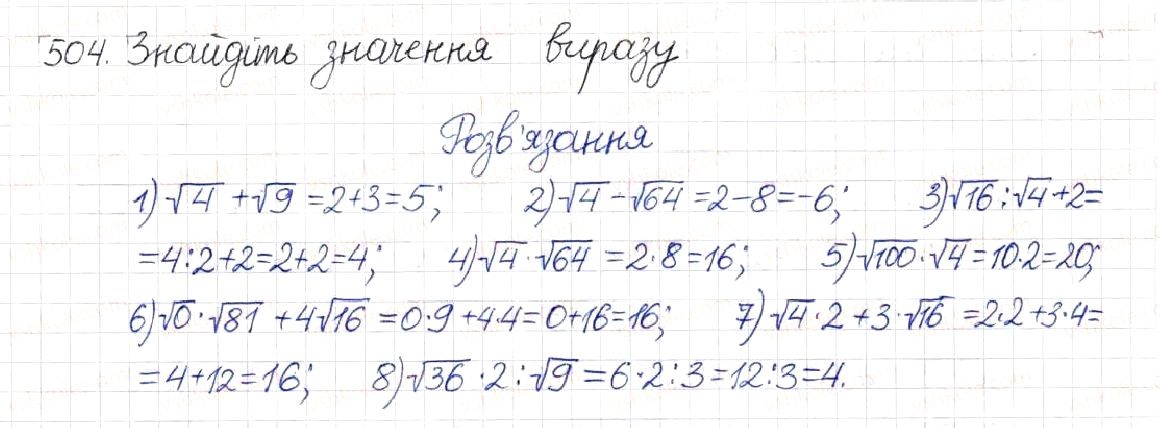 Вправа 504 алгебра 8 клас Будна Тарасенкова Коломієць 2016
