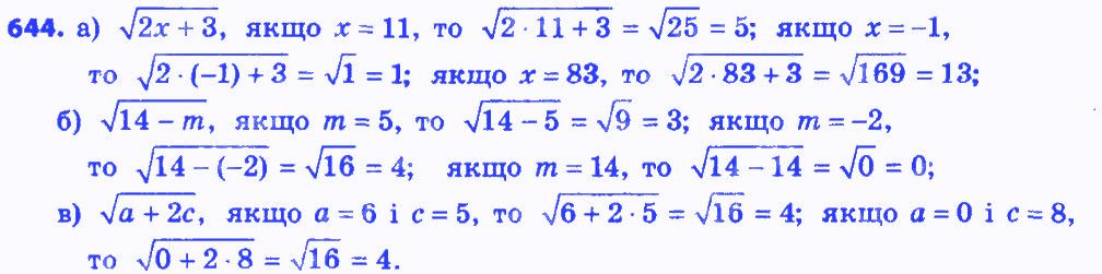 Вправа 644 алгебра 8 клас Бевз 2016