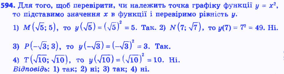 Вправа 594 алгебра 8 клас Істер 2016