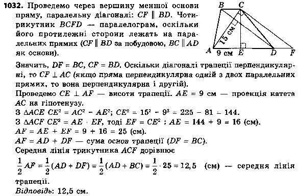 Вправа 1032 геометрія 8 клас Істер 2016