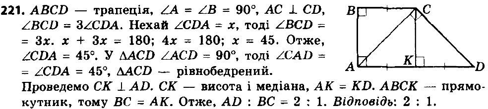 Вправа 221 геометрія 8 клас Істер 2016