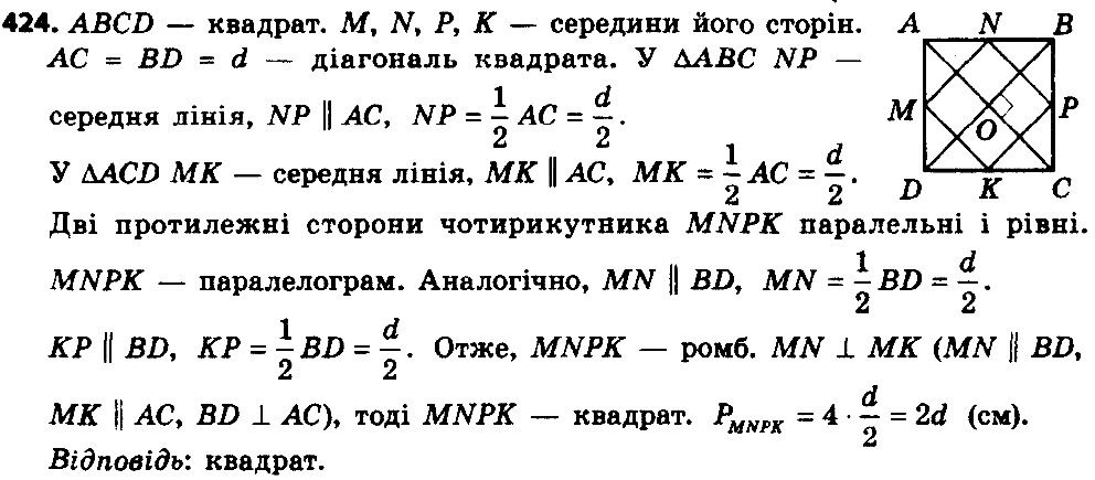 Вправа 424 геометрія 8 клас Істер 2016