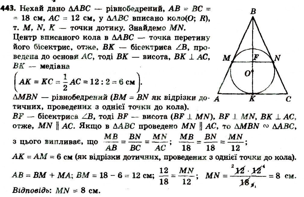 Вправа 443 геометрія 8 клас Мерзляк Полонскький Якір 2016