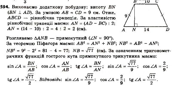Вправа 593 геометрія 8 клас Мерзляк Полонскький Якір 2016
