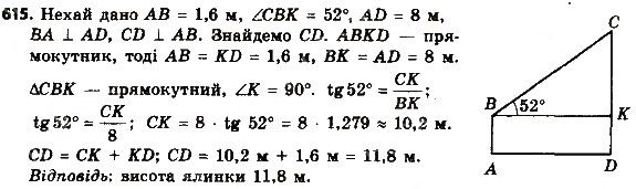 Вправа 615 геометрія 8 клас Мерзляк Полонскький Якір 2016