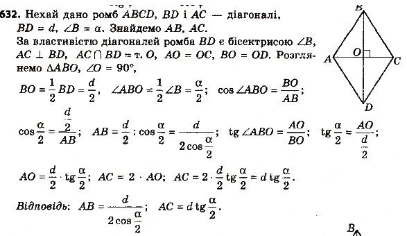 Вправа 632 геометрія 8 клас Мерзляк Полонскький Якір 2016