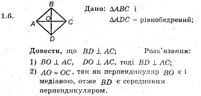 Вправа 1.6 геометрія 8 клас Мерзляк Полонскький Якір (поглиблений режим) 2016
